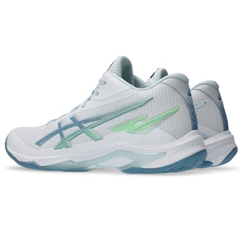 ASICS Men's Netburner Ballistic FlyteFoam Mid Top 4 Volleyball Shoes - White/Saba Blue