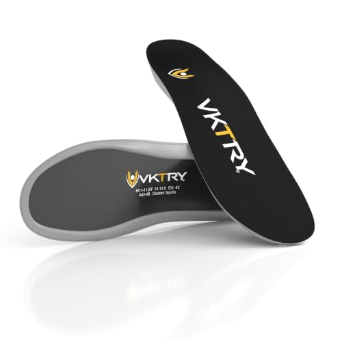 VKTRY Silver Carbon Fiber Athletic Insoles Men 9.5-10, Women 11.5-12 - Support & Energy Return