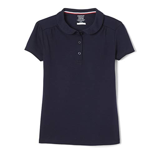Toddler Girls French Toast Short Sleeve Polo with Peter Pan Collar - Large Navy Blue