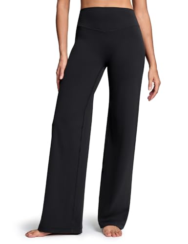HeyNuts Wide Leg Pants for Women Workout Leggings - 32.5" Black, Medium, 5'7"-5'9"