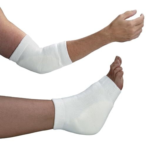 Large Padded Heel & Elbow Protector Sleeves for Skin Protection - Gray