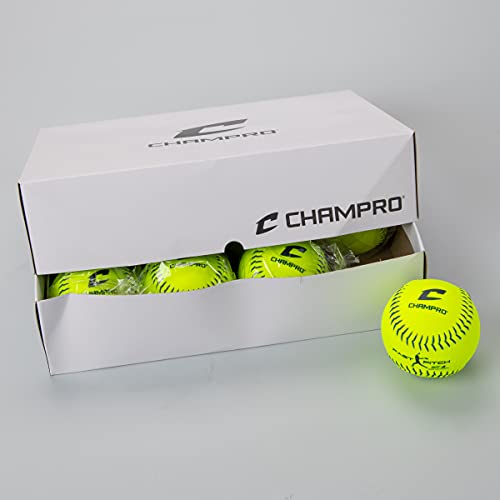 Champro 12" USSSA Approved Synthetic Fastpitch Softballs - Optic Yellow, 12 Pack