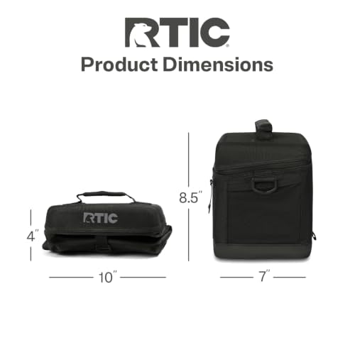 RTIC Soft Sided Cooler Bag - Insulated Portable Cooler for Camping, Beach, Lunch, Black