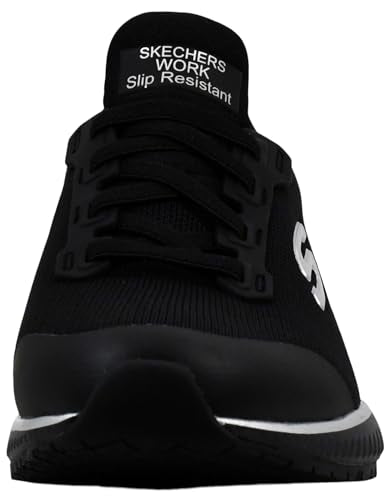 Skechers Women's Squad Slip-On Shoes Black/Silver - Athletic Work Sneakers