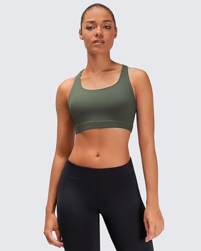 Small Dark Green Strappy Sports Bra for Women - Lucky Yoga