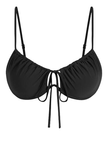 Women’s Underwire Bikini Top Push Up Padded Swimsuit - Black, Large