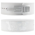 4-Inch Lever Weightlifting Belt with Heavy Duty Buckle - White, Size L