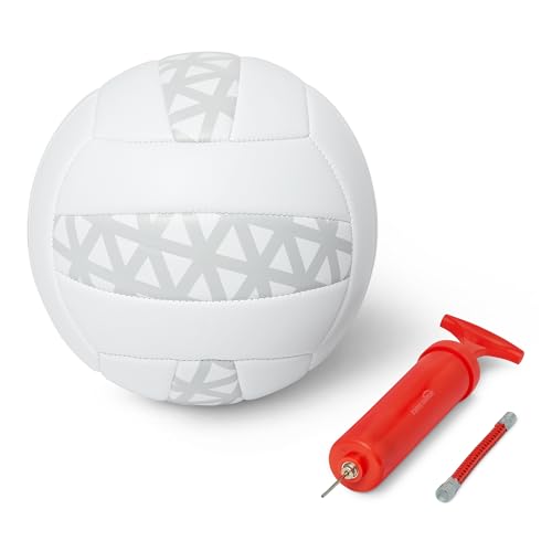Indoor Outdoor Volleyball Size 5 with Pump - PVC Exterior, Reinforced Stitching