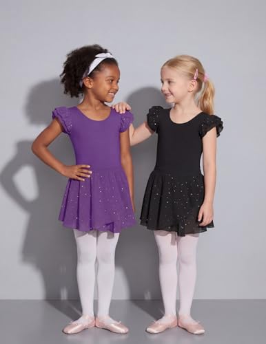 Toddler Ruffle Sleeve Dance Dress Combo for Girls 6-7 Years Black