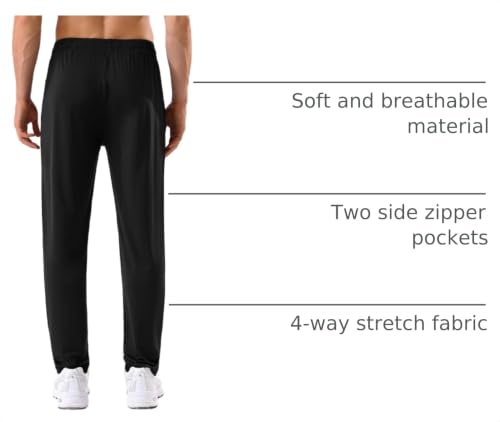 Men's Lightweight Athletic Sweatpants with Zipper Pockets - 5 Pack, 4X-Large, Black/Dark Grey/Light Grey/Navy/Army Green