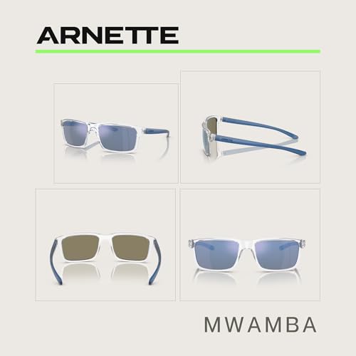 ARNETTE Mwamba AN4322 Rectangle Polarized Sunglasses Men 57mm Crystal Dark Grey Mirror Water