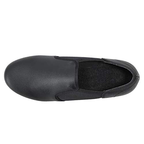Unisex PU Leather Dance Slip-On Shoes for Women and Men - Black, 8 Women / 7 Men