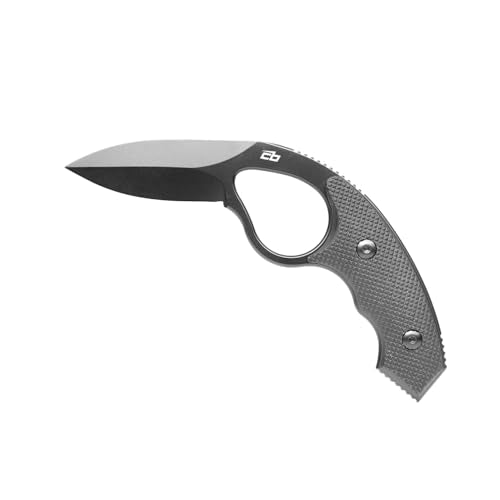 Black Fixed Blade Knife with AUS-8 Steel & Full-Tang, Includes Sheath & Trainer