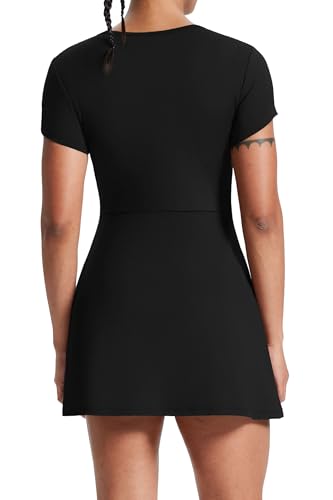 NIASHOT Tennis Dress for Women Athletic Golf Workout Skort Black Large