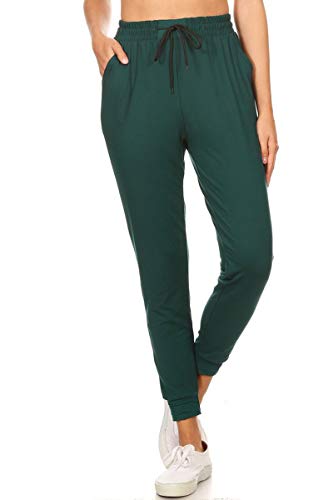 Women's Cuffed Jogger Sweatpants with Pockets - Forest Green, 3X