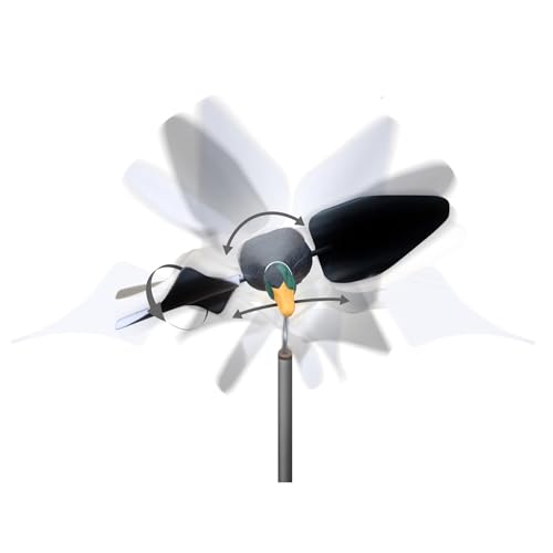 Wind-Activated Duck Decoy with Spinning Wings for Waterfowl Hunting
