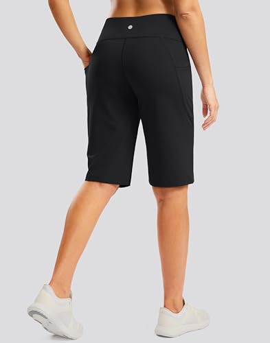 X-Large Bermuda Shorts for Women with Pockets - 12-Inch Knee Length Black