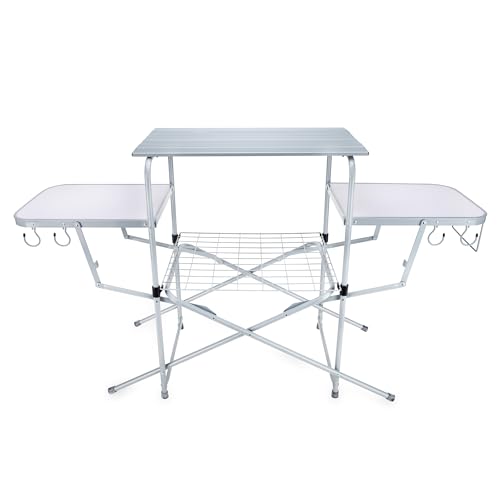 Camco Olympian Deluxe Folding Portable Grill Table for Campsites – Camping Grill Table