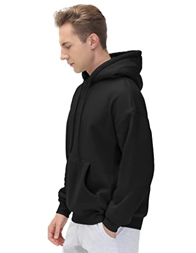 Men's Fleece Pullover Hoodie - Loose Fit Hooded Sweatshirt, X-Large, Black