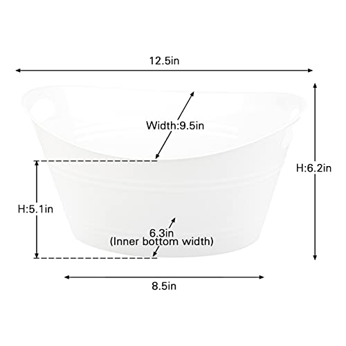 6 Pack Plastic Oval Storage Tubs - 4.5L Ice Buckets for Wine Beer Champagne
