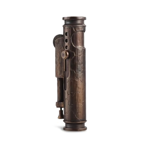 Thoren's Hand Carved Cracks Vintage Brass Kerosene Trench Lighter with Battle Soul - Unique Mechanical Design
