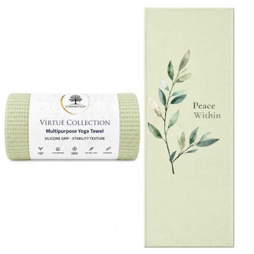 Non-Slip Yoga Mat Towel Waffle Microfiber 24x72 Inches - Mint Green, Virture Collection