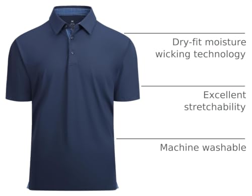 Alex Vando Men's Golf Shirt Large Navy Quick-Dry Short Sleeve Polo