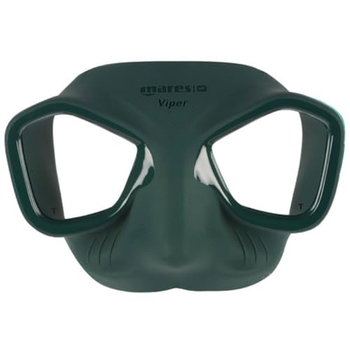 Low Volume Wide-Field Diving Mask for Freediving & Spearfishing - Fog-Resistant Silicone Skirt, Ergonomic Strap, Green/Black