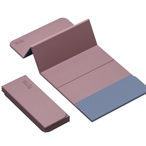 Pink Foldable 1/2 Inch TPE Yoga Mat - Non Slip, Thick Pilates & Exercise Mat