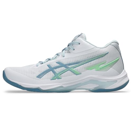 ASICS Men's Netburner Ballistic FlyteFoam Mid Top 4 Volleyball Shoes - White/Saba Blue