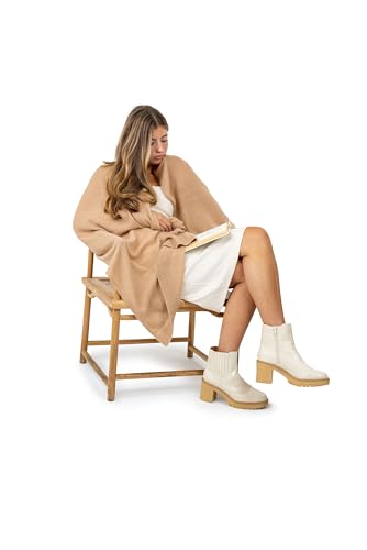 Velanio Cashmere Wool Blend Wrap for Women - Tan Pashmina Shawl 78x27 Travel