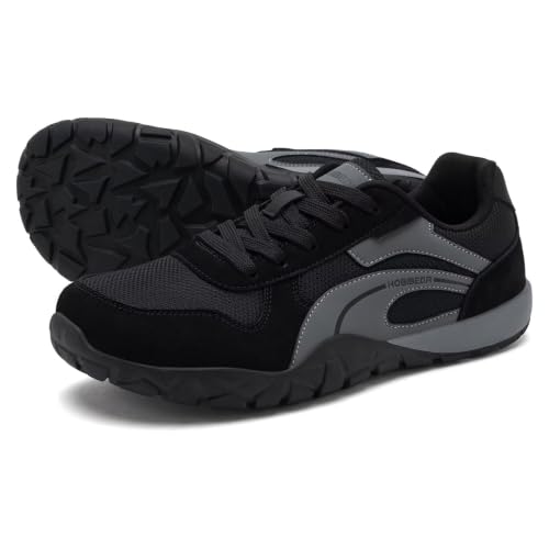 HOBIBEAR Unisex Minimalist Barefoot Shoes - Wide Toe Box Trail Runners - Black, 13 Women / 12 Men Wide Fit