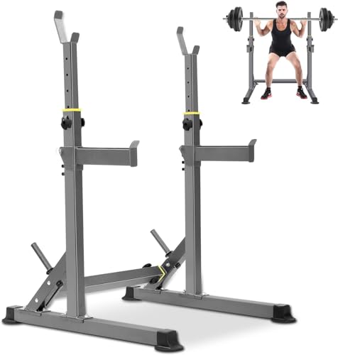 Adjustable 600lbs Steel Squat Rack for Home Gym - Heavy Duty Weight Lifter