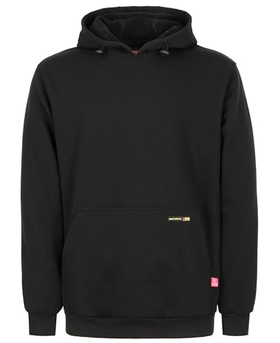 X-Large Black Flame Resistant Heavyweight Hoodie - 14oz Fleece Pullover