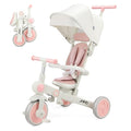 Pink 7-in-1 Foldable Toddler Tricycle for Ages 1-5 with Adjustable Features