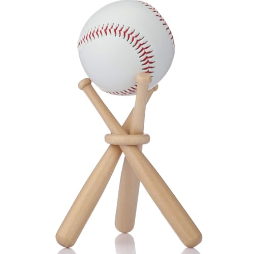 Baseball Display Stand Wooden Table Centerpiece with 12 Mini Bats - Variation 4