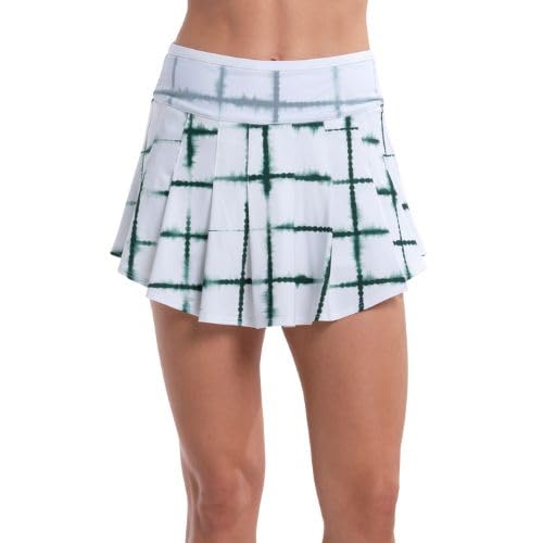 Lucky In Love Shibori Plaid Tennis Skirt Small Team Green Women's Athletic Wear
