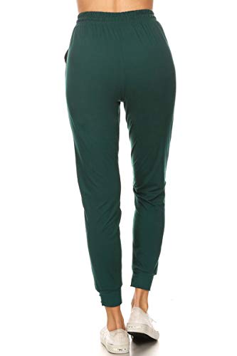 Women's Cuffed Jogger Sweatpants with Pockets - Forest Green, 3X