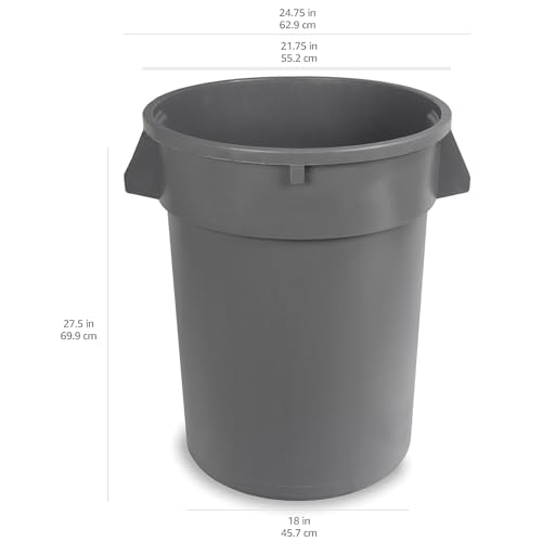 Heavy Duty 32 Gallon Round Trash Can - Pack of 2, Outdoor Waste Baskets