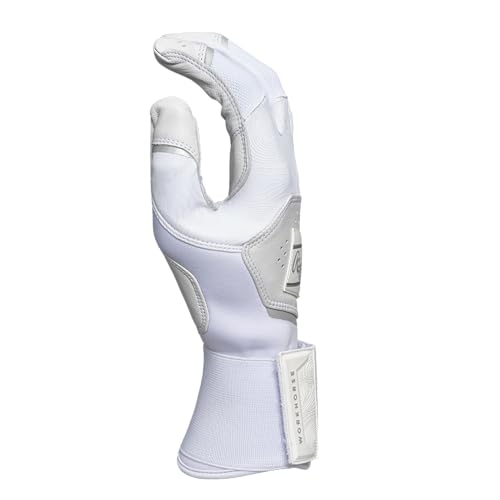 Adult Large White Baseball Batting Gloves with Compression Strap - Rawlings Workhorse