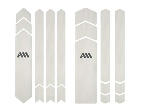 All Mountain Style MTB Bike Frame Protector Full Set - Clear/Silver, 18 Pieces