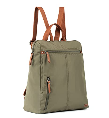 Recycled Nylon Backpack for Women - Olive II, Adjustable Straps, Spacious