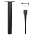 BTRAM 43" In-Ground Mounting Post for Mailbox - Style 2, Heavy Duty Black Steel