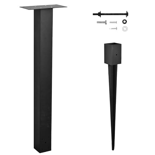 BTRAM 43" In-Ground Mounting Post for Mailbox - Style 2, Heavy Duty Black Steel