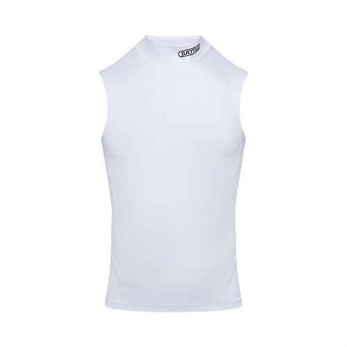 Battle Sports PRO Compression Sleeveless Mock Neck, 4 Way Stretch, Moisture Wicking for Adults (US, Alpha, Medium, Regular, Regular, White)