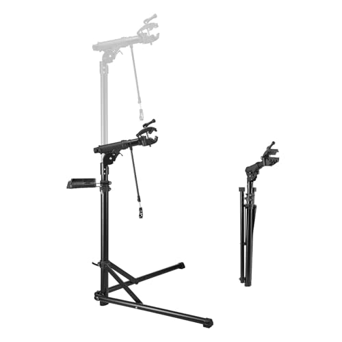 VEVOR Aluminum Bike Repair Stand 85 lb Capacity, Foldable Bicycle Maintenance Rack with Magnetic Tool Tray, Adjustable Height 40.7-64.1 in