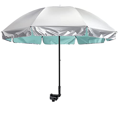 G4Free UPF 50+ Clamp-On Beach Chair Umbrella - Lake Blue