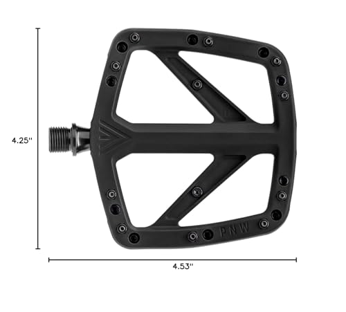 PNW Components Range Composite MTB Pedals - Nylon Flat Mountain Bike Pedals - Sealed Bearings - Wide Platform (Blackout Black)