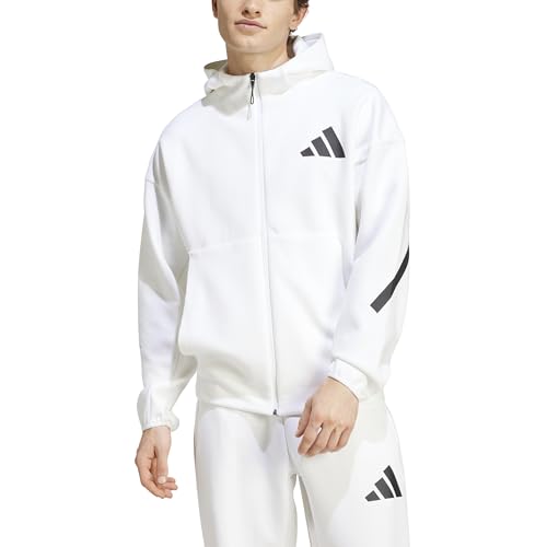 adidas Men's Z.N.E. Full-Zip Hoodie Jacket - Medium White