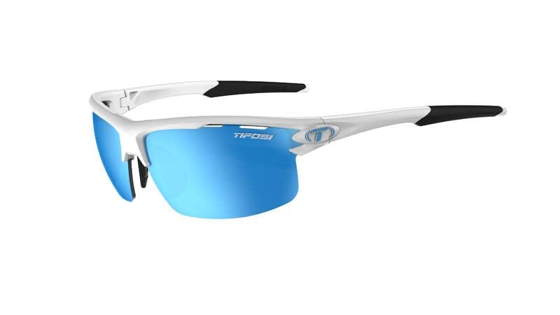 Tifosi Rivet Half-Frame Cycling & Golf Sunglasses Matte White Clarion Blue